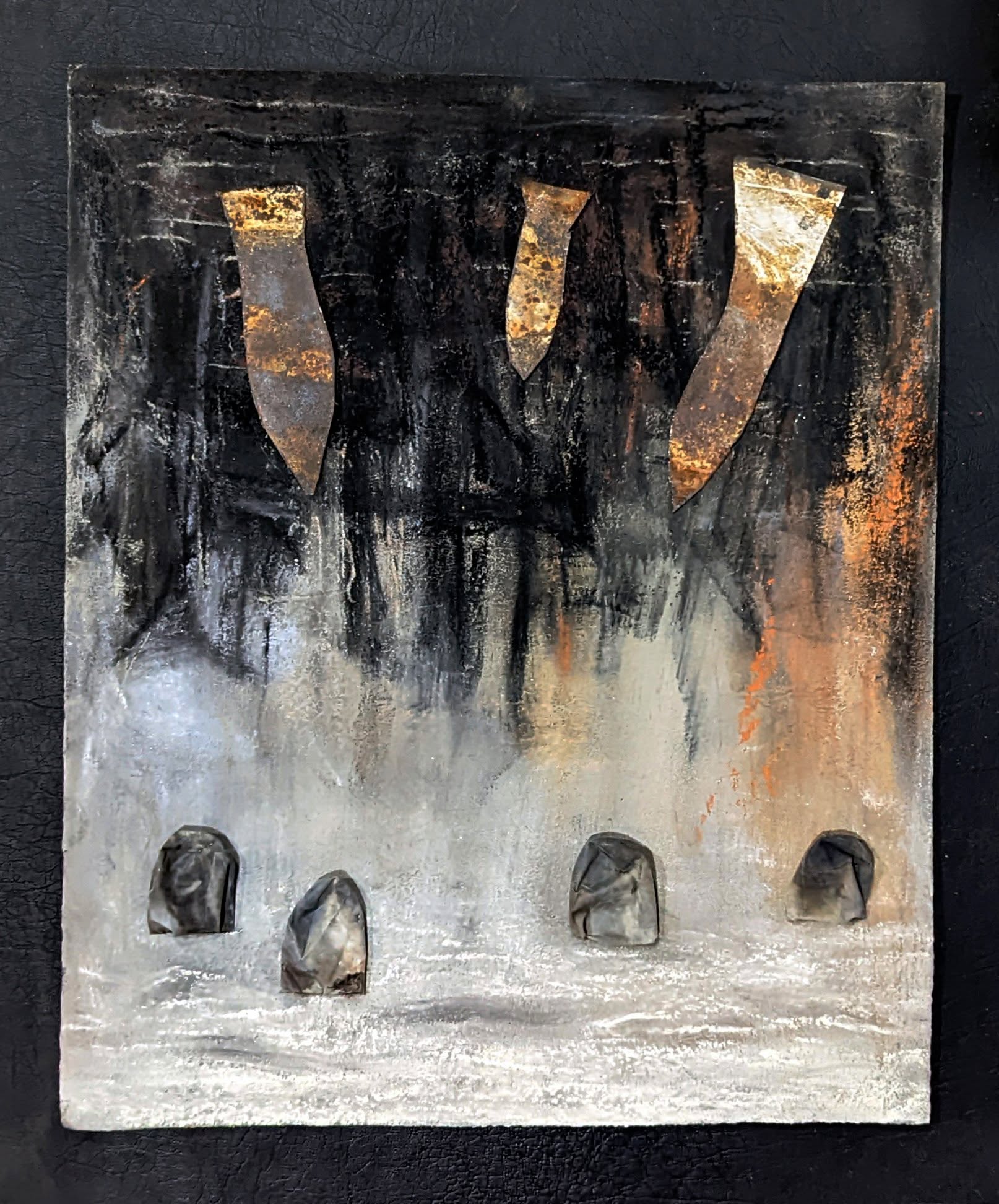 Descent (gold leaf & cast paper on board)